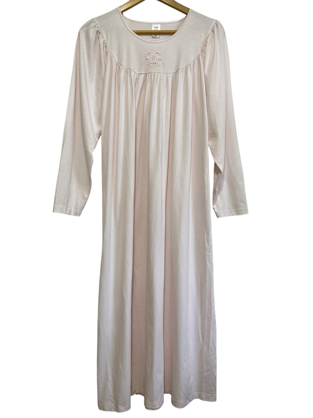 Calida Long Sleeve Soft Cotton Nightgown Light Pink Size Medium